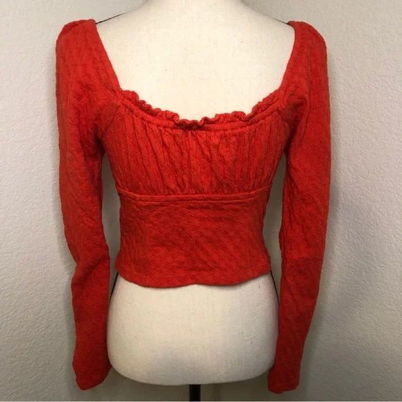 Free People Ladybug Red Long Sleeve Top Size Small - Picture 4 of 14